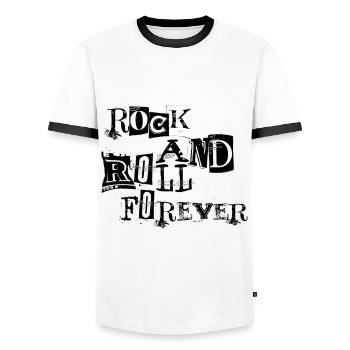 Rock and Roll Forever - Rock éternel - T-shirt contrasté Homme - blanc/noir - Devant - AI Model Female 172 light (172cm) & AI Model Male 178 dark (178cm)