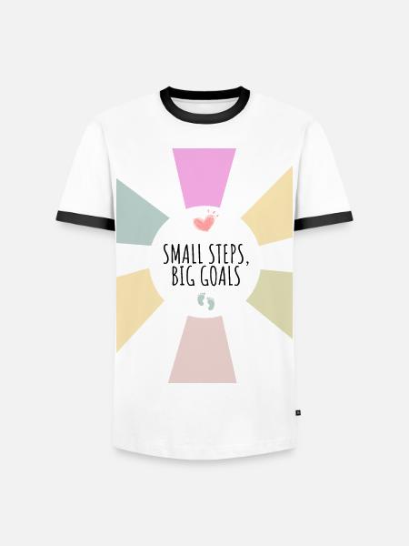 Petits pas, grands objectifs - T-shirt contrasté Homme - blanc/noir