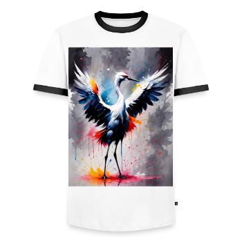 Crane - Men's Ringer Shirt - white/black - Front - AI Model Female 172 light (172cm) & AI Model Male 178 dark (178cm)