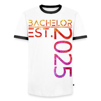 Bachelor est. 2025 - Männer Kontrast-T-Shirt - Weiß/Schwarz - Vorne - AI Model Female 172 light (172cm) & AI Model Male 178 dark (178cm)