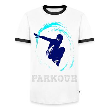 Parkour - T-shirt contrasté Homme - blanc/noir - Devant - AI Model Female 172 light (172cm) & AI Model Male 178 dark (178cm)