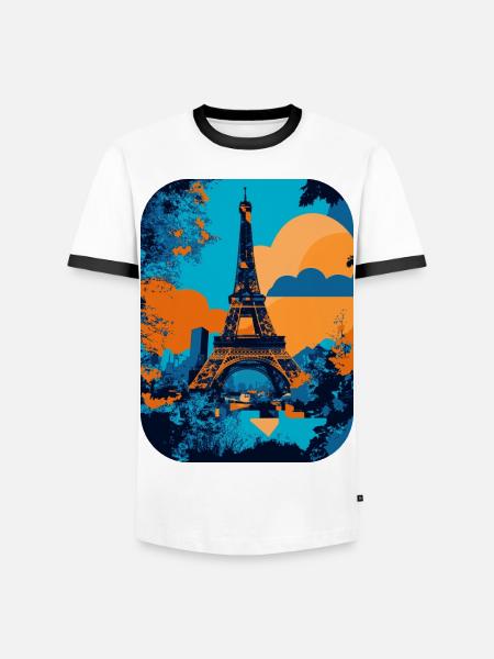 Eiffel Tower - Minimalist 🗼 - Men's Ringer Shirt - white/black
