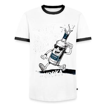 Trust me you can dance. - Vodka - Männer Kontrast-T-Shirt - Weiß/Schwarz - Vorne - AI Model Female 172 light (172cm) & AI Model Male 178 dark (178cm)
