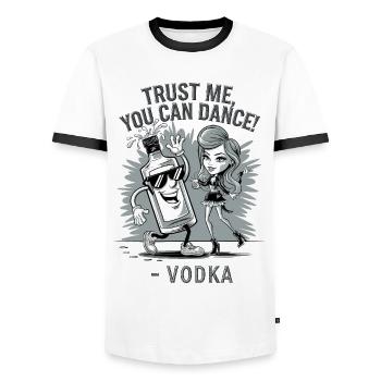 Trust me you can dance. - Vodka - Männer Kontrast-T-Shirt - Weiß/Schwarz - Vorne - AI Model Female 172 light (172cm) & AI Model Male 178 dark (178cm)