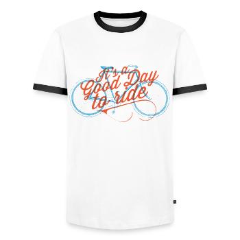 Vintage Design Bicycle Retro Style Bike Fans - Men's Ringer Shirt - white/black - Front - AI Model Female 172 light (172cm) & AI Model Male 178 dark (178cm)