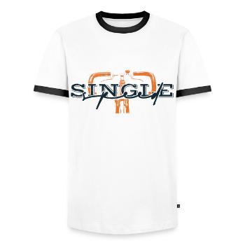 Graphic Single Speed Bike - Men's Ringer Shirt - white/black - Front - AI Model Female 172 light (172cm) & AI Model Male 178 dark (178cm)