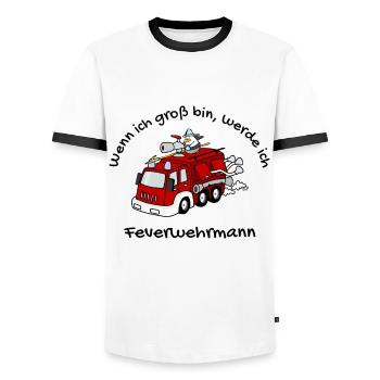 Feuerwehrmann - Männer Kontrast-T-Shirt - Weiß/Schwarz - Vorne - AI Model Female 172 light (172cm) & AI Model Male 178 dark (178cm)