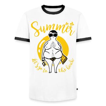 Sommer - Männer Kontrast-T-Shirt - Weiß/Schwarz - Vorne - AI Model Female 172 light (172cm) & AI Model Male 178 dark (178cm)
