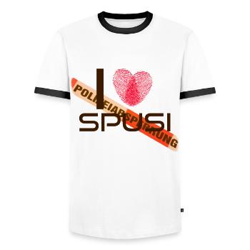 I love tracking the police - Men's Ringer Shirt - white/black - Front - AI Model Female 172 light (172cm) & AI Model Male 178 dark (178cm)
