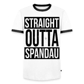 Straight Outta Spandau - Männer Kontrast-T-Shirt - Weiß/Schwarz - Vorne - AI Model Female 172 light (172cm) & AI Model Male 178 dark (178cm)