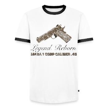 1911 legend reborn - Men's Ringer Shirt - white/black - Front - AI Model Female 172 light (172cm) & AI Model Male 178 dark (178cm)