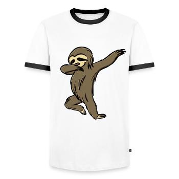 Dabbing Faultier Dab Dance Lazy Sloth - Männer Kontrast-T-Shirt - Weiß/Schwarz - Vorne - AI Model Female 172 light (172cm) & AI Model Male 178 dark (178cm)