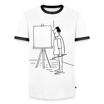 Malen Zeichnen Bild Idee Geschenk Hobby Kunst - Men's Ringer Shirt - white/black - Front - AI Model Female 172 light (172cm) & AI Model Male 178 dark (178cm)