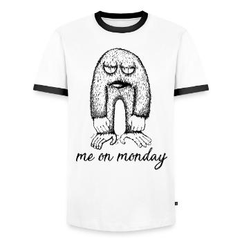 me on monday | Me on Monday | funny gift - Men's Ringer Shirt - white/black - Front - AI Model Female 172 light (172cm) & AI Model Male 178 dark (178cm)