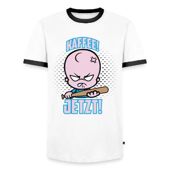 Kaffee! Jetzt! Baby Böse Genervt Büro Geschenk - Männer Kontrast-T-Shirt - Weiß/Schwarz - Vorne - AI Model Female 172 light (172cm) & AI Model Male 178 dark (178cm)