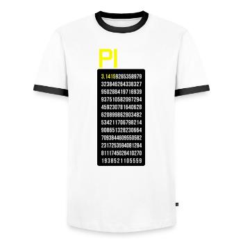PI number - Men's Ringer Shirt - white/black - Front - AI Model Female 172 light (172cm) & AI Model Male 178 dark (178cm)