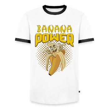 Banana Power blanc - T-shirt contrasté Homme - blanc/noir - Devant - AI Model Female 172 light (172cm) & AI Model Male 178 dark (178cm)