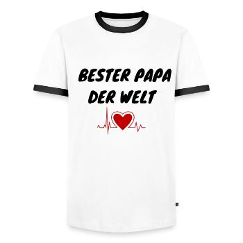 Bester Papa - Männer Kontrast-T-Shirt - Weiß/Schwarz - Vorne - AI Model Female 172 light (172cm) & AI Model Male 178 dark (178cm)