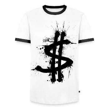 Dollar Splash - Money Splashes of Color - Men's Ringer Shirt - white/black - Front - AI Model Female 172 light (172cm) & AI Model Male 178 dark (178cm)