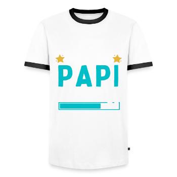 Je peux pas j'vais être Papi 2025 Futur Grand-père - T-shirt contrasté Homme - blanc/noir - Devant - AI Model Female 172 light (172cm) & AI Model Male 178 dark (178cm)