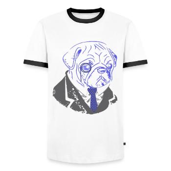 Chiens chiens chien chien chien cadeau - T-shirt contrasté Homme - blanc/noir - Devant - AI Model Female 172 light (172cm) & AI Model Male 178 dark (178cm)