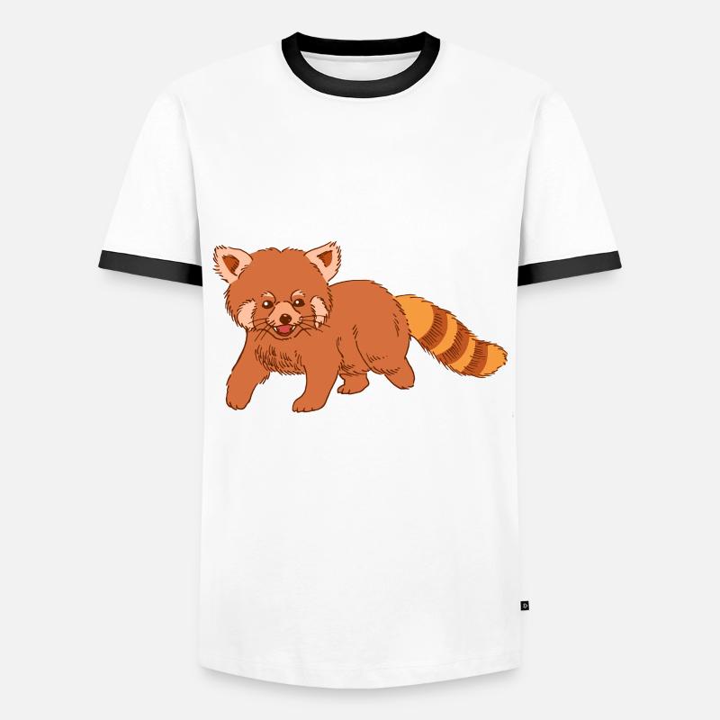 Roter Panda - Männer Kontrast-T-Shirt - Weiß/Schwarz