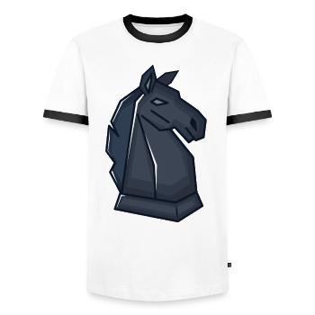 Chess pièce d'échecs Springer - T-shirt contrasté Homme - blanc/noir - Devant - AI Model Female 172 light (172cm) & AI Model Male 178 dark (178cm)