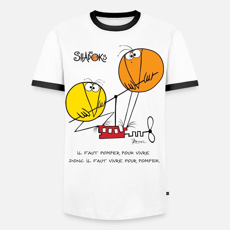 Shadoks pump - Men's Ringer Shirt - white/black