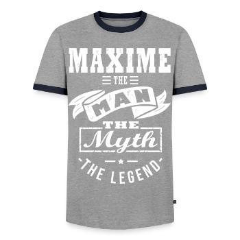 MAXIME the man the mythe the legend - T-shirt contrasté Homme - gris/marine  - Devant - AI Model Female 172 light (172cm) & AI Model Male 178 light (178cm)