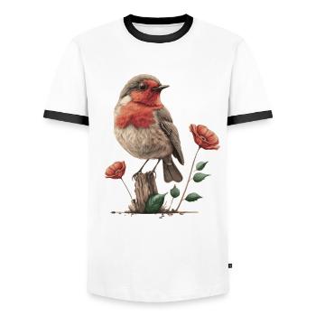 Robin - Men's Ringer Shirt - white/black - Front - AI Model Female 172 light (172cm) & AI Model Male 178 dark (178cm)