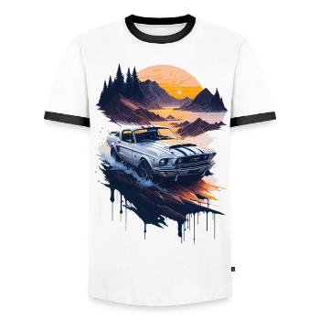 Voiture de sport classique - T-shirt contrasté Homme - blanc/noir - Devant - AI Model Female 172 light (172cm) & AI Model Male 178 dark (178cm)