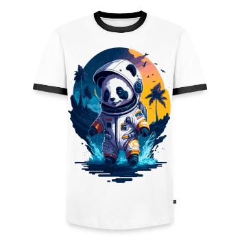 Cute Panda Astronaut - Men's Ringer Shirt - white/black - Front - AI Model Female 172 light (172cm) & AI Model Male 178 dark (178cm)
