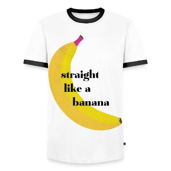 Straight Like A Banana' Humour and Wit with Fruit - Men's Ringer Shirt - white/black - Front - AI Model Female 172 light (172cm) & AI Model Male 178 dark (178cm)