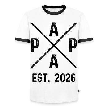 Papa Est. 2026 - Männer Kontrast-T-Shirt - Weiß/Schwarz - Vorne - AI Model Female 172 light (172cm) & AI Model Male 178 dark (178cm)