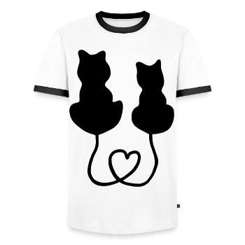 Katze Herz Liebe - Männer Kontrast-T-Shirt - Weiß/Schwarz - Vorne - AI Model Female 172 light (172cm) & AI Model Male 178 dark (178cm)