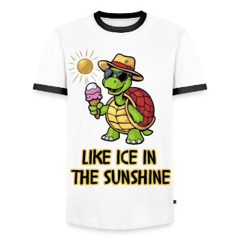 Comme de la glace dans la tortue du soleil - T-shirt contrasté Homme - blanc/noir - Devant - AI Model Female 172 light (172cm) & AI Model Male 178 dark (178cm)
