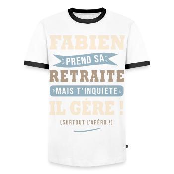 Fabien humour retraite cadeau fabien - T-shirt contrasté Homme - blanc/noir - Devant - AI Model Female 172 light (172cm) & AI Model Male 178 dark (178cm)