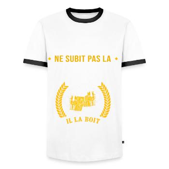 Fabien bière cadeau humour fabien - T-shirt contrasté Homme - blanc/noir - Devant - AI Model Female 172 light (172cm) & AI Model Male 178 dark (178cm)