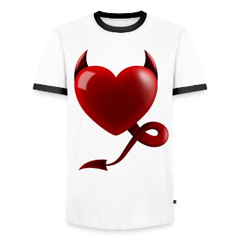 Heart Devil Design Gift - Men's Ringer Shirt - white/black - Front - AI Model Female 172 light (172cm) & AI Model Male 178 dark (178cm)
