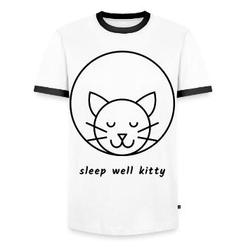 Dors bien minou - T-shirt contrasté Homme - blanc/noir - Devant - AI Model Female 172 light (172cm) & AI Model Male 178 dark (178cm)