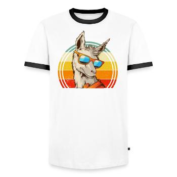 Pas de drame LLama - T-shirt contrasté Homme - blanc/noir - Devant - AI Model Female 172 light (172cm) & AI Model Male 178 dark (178cm)