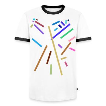 Minimal Striche Muster - Männer Kontrast-T-Shirt - Weiß/Schwarz - Vorne - AI Model Female 172 light (172cm) & AI Model Male 178 dark (178cm)
