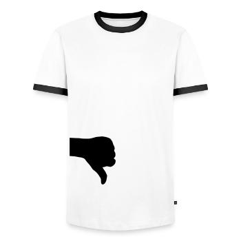 thumbs down - Men's Ringer Shirt - white/black - Front - AI Model Female 172 light (172cm) & AI Model Male 178 dark (178cm)