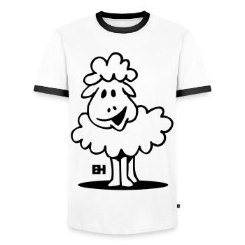 Mouton - T-shirt contrasté Homme - blanc/noir - Devant - AI Model Female 172 light (172cm) & AI Model Male 178 dark (178cm)