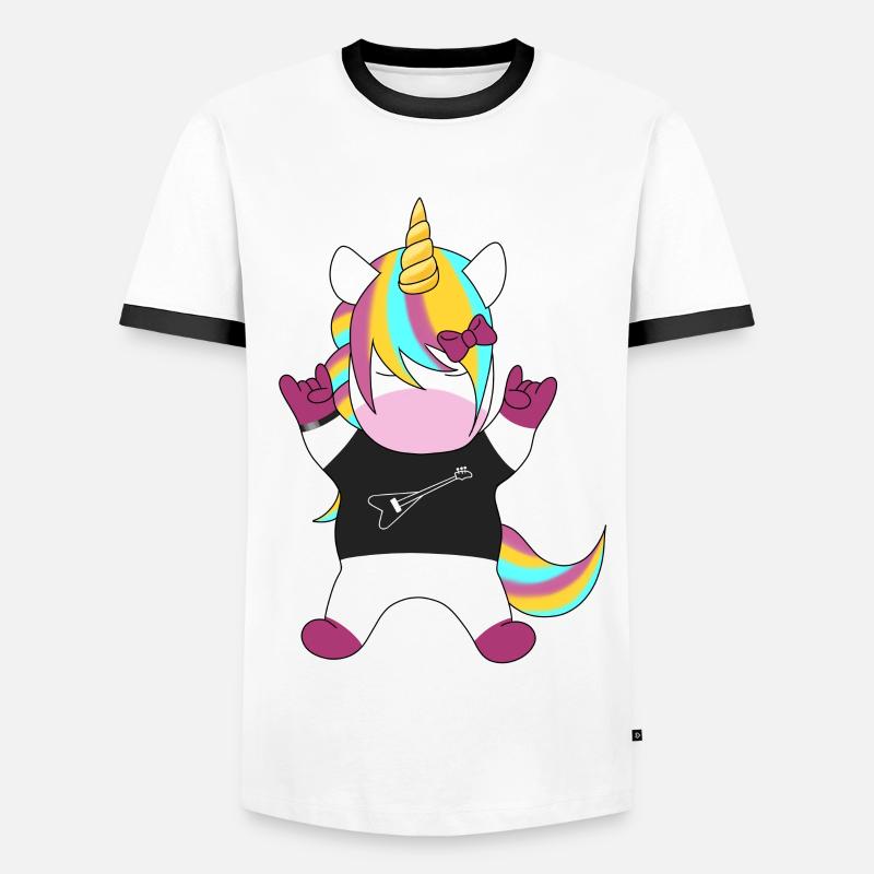 Regenbogen-Einhorn Rocker - Männer Kontrast-T-Shirt - Weiß/Schwarz
