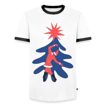 Père Noël dansant - T-shirt contrasté Homme - blanc/noir - Devant - AI Model Female 172 light (172cm) & AI Model Male 178 dark (178cm)