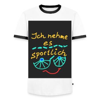 EG Sport I Vacances I Dictons I Positif I Cool - T-shirt contrasté Homme - blanc/noir - Devant - AI Model Female 172 light (172cm) & AI Model Male 178 dark (178cm)