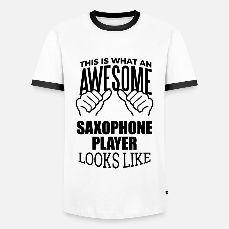 Saxophone - Men's Ringer Shirt - white/black