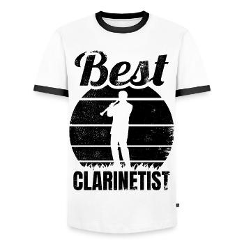 Klarinettist - Männer Kontrast-T-Shirt - Weiß/Schwarz - Vorne - AI Model Female 172 light (172cm) & AI Model Male 178 dark (178cm)
