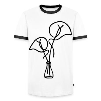 Black Flower Sketch - Men's Ringer Shirt - white/black - Front - AI Model Female 172 light (172cm) & AI Model Male 178 dark (178cm)